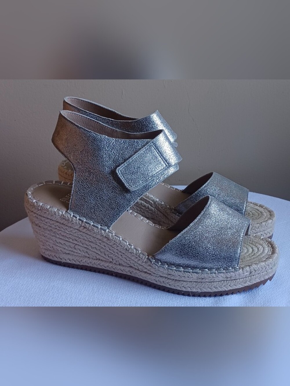 EILEEN FISHER weslia Espadrille Wedge Sandal In Platinum 9.5